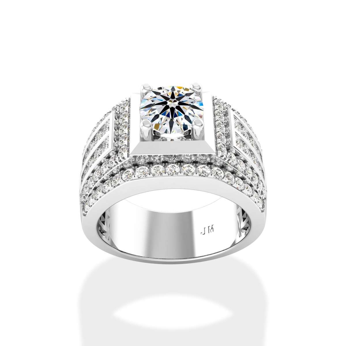 Nhẫn kim cương nam vàng trắng 14K | Mai Diamond Luxury 26 Hà Trung