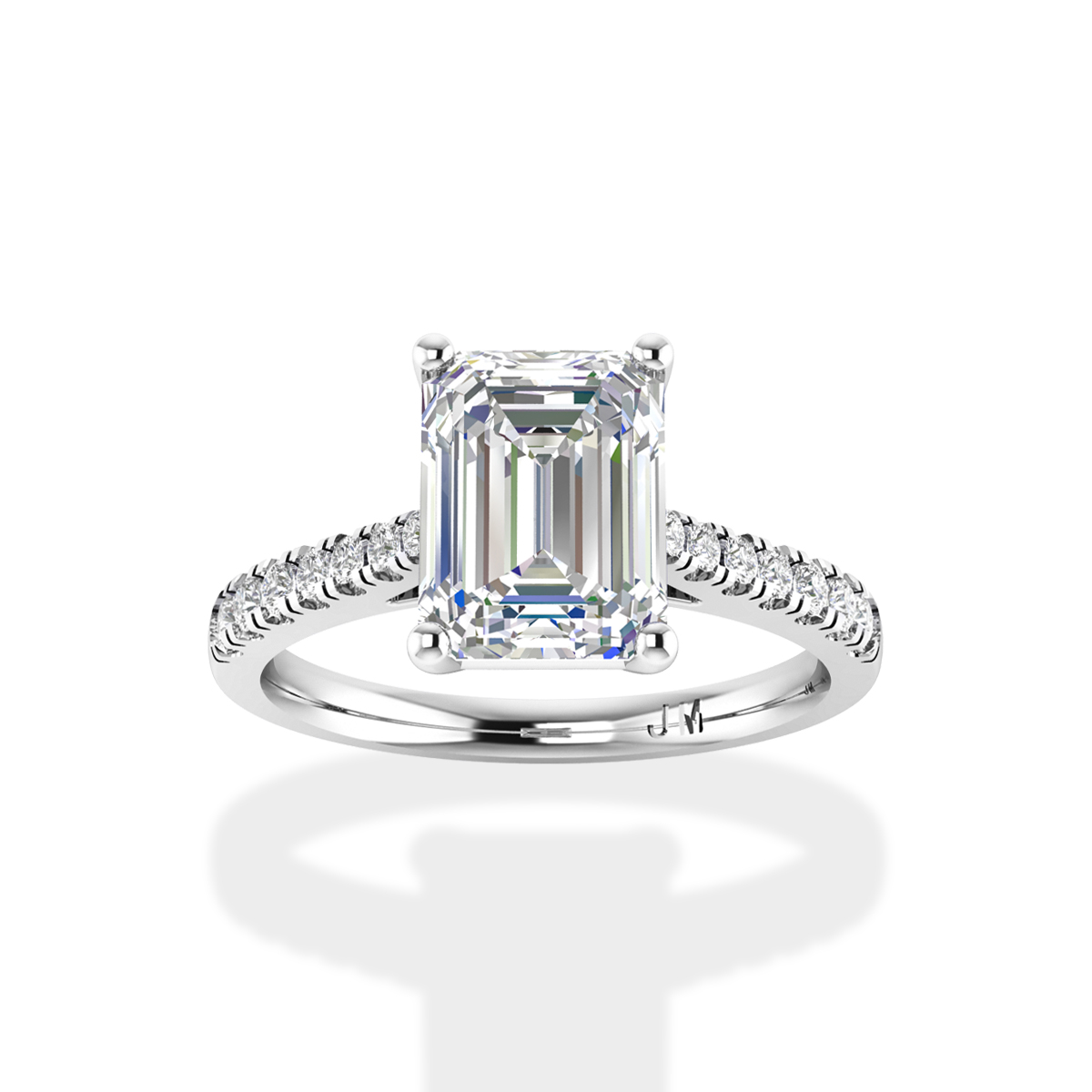 Nhẫn nữ kim cương Emerald tinh tế
