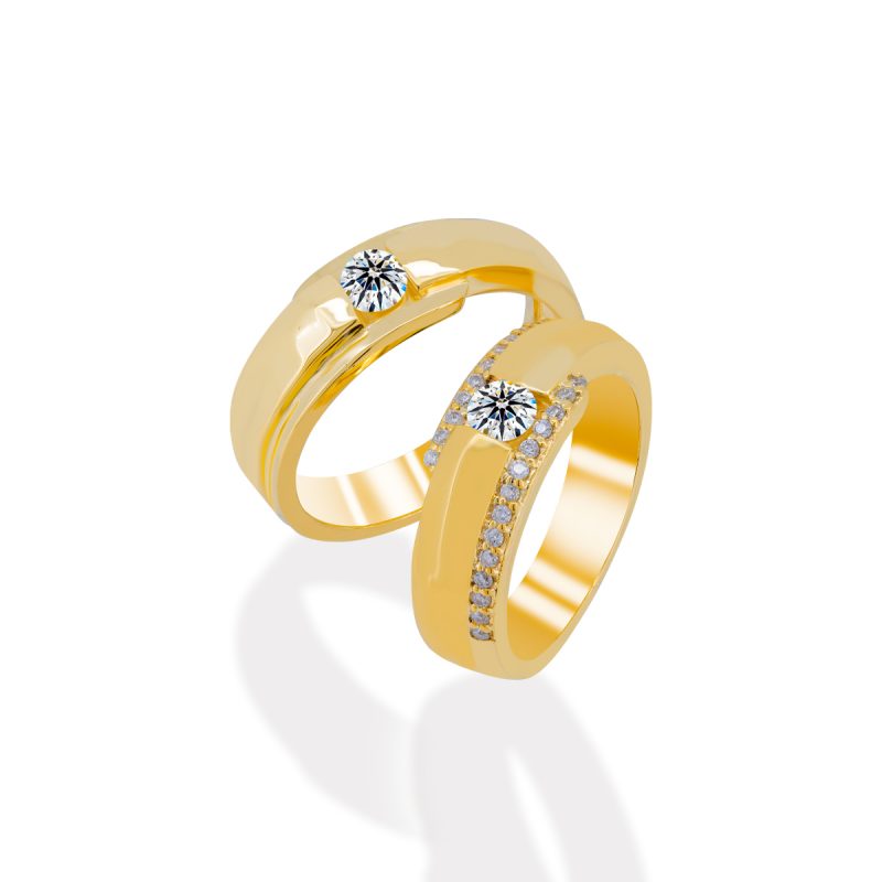 Cặp nhẫn cưới kim cương vàng 18k pnj chung Đôi 00887-00889 | pnj.com.vn