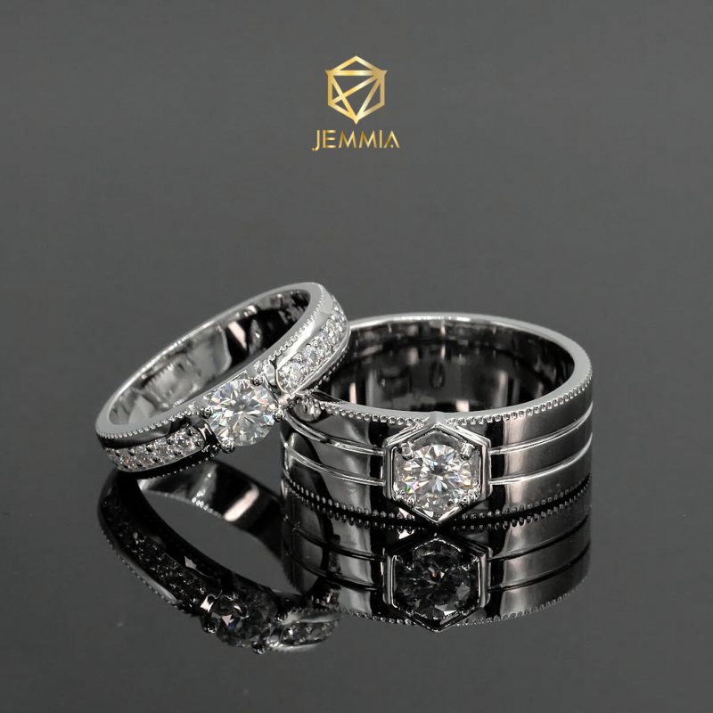 Cặp nhẫn cưới kim cương vàng 18k pnj vàng son 00111-00353 | pnj.com.vn