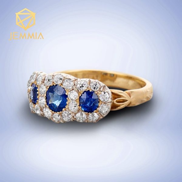Nhẫn Jemmia đá Sapphire mạ vàng sang trọng, quý phái, tôn dáng người đeo