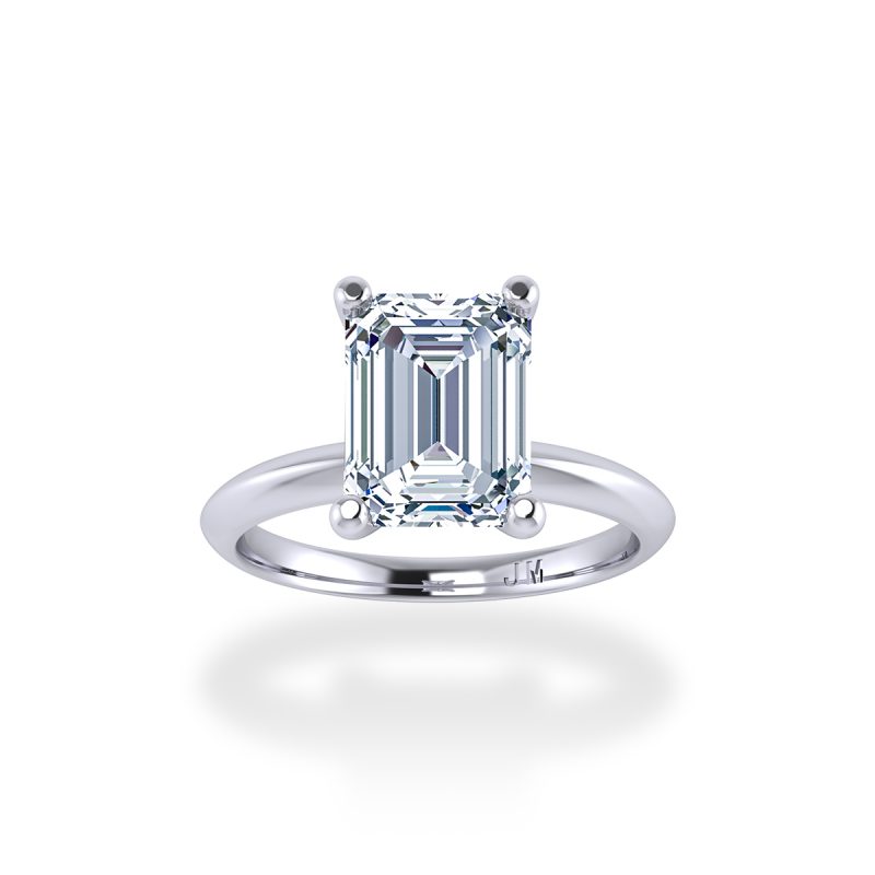 Nhẫn kim cương đơn giản giác cắt Emerald