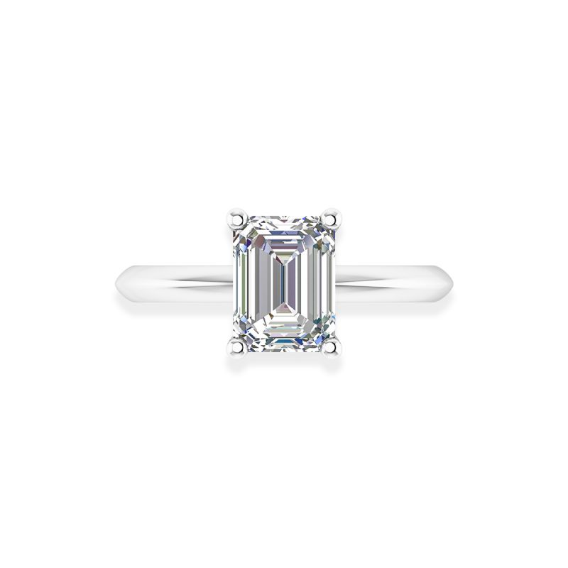 Nhẫn kim cương Emerald vàng trắng thanh lịch