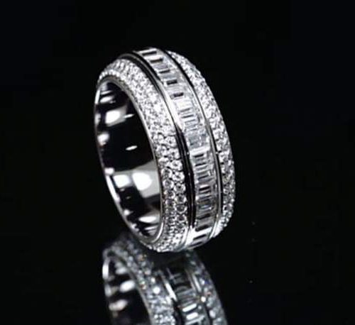 Mua Nhẫn nam ổ xoay full kim cương nhân tạo - bạc 925 mạ bạch kim ( vàng  10k) - Hàng có sẵn giá rẻ nhất | TecKi.Vn
