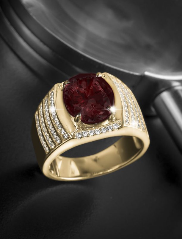 Nhẫn bạc nam đính đá màu đỏ - Trang sức PTJ1670