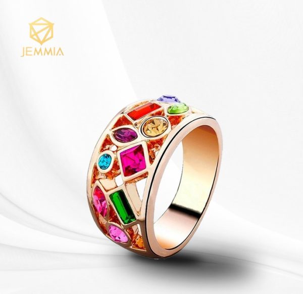 Nhẫn mạ vàng Jemmia đa sắc quý phái