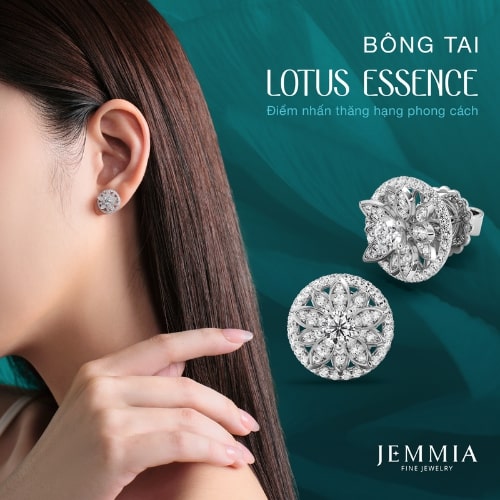 Bông tai kim cương trong Bộ sưu tập Lotus Essence