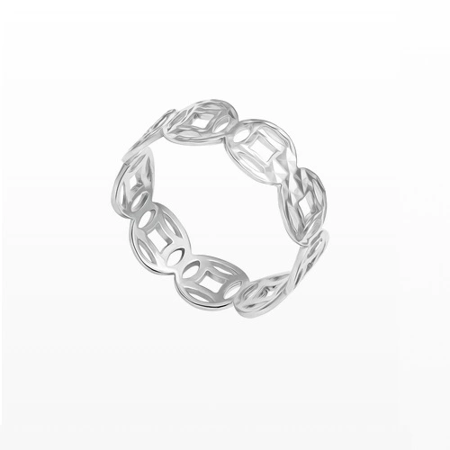 Hình 2: Mẫu nhẫn vàng trắng kim tiền trơn đơn giản nhưng tinh tế