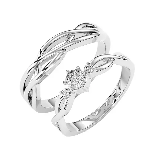 Hình 4: Nhẫn cưới kim cương đai nhẫn cách điệu 