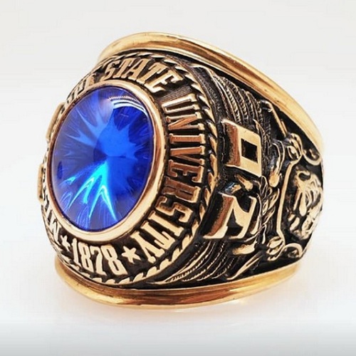 Hình 5: Nhẫn vàng nam kiểu mỹ đính đá màu xanh dương