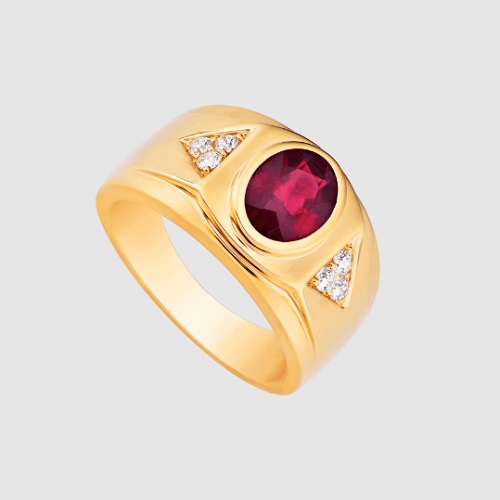 Hình 4: Nhẫn vàng nam đá ruby đơn giản mà đẹp 
